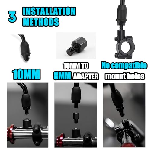 Image of Mokuo Round Rearview Mirrors X Type with M8 M10 Bolt,Handle Bar Mount Fit for Honda Grom MSX125 2013-2022 CMX 300 500 Rebel 2017-2022 Monkey 125 Motocycle Mirrors Silver