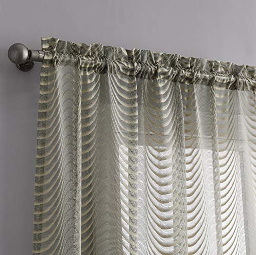 Warm Home Designs Pair Of 2 Golden Beige Color Long Length 54” Wide By 96” Long Sheer Rod Pocket Curtains Panels With Scalloped Bottom. Affordable Drapes For Living Room Or Bedroom. Wa Beige 96" #TOP24