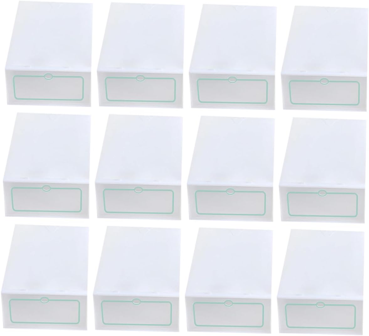 12pcs Stackable Shoe Boxes Large Thickened Plastic Shoe Storage Containers White Organizers for Closet and Entryway Storage
