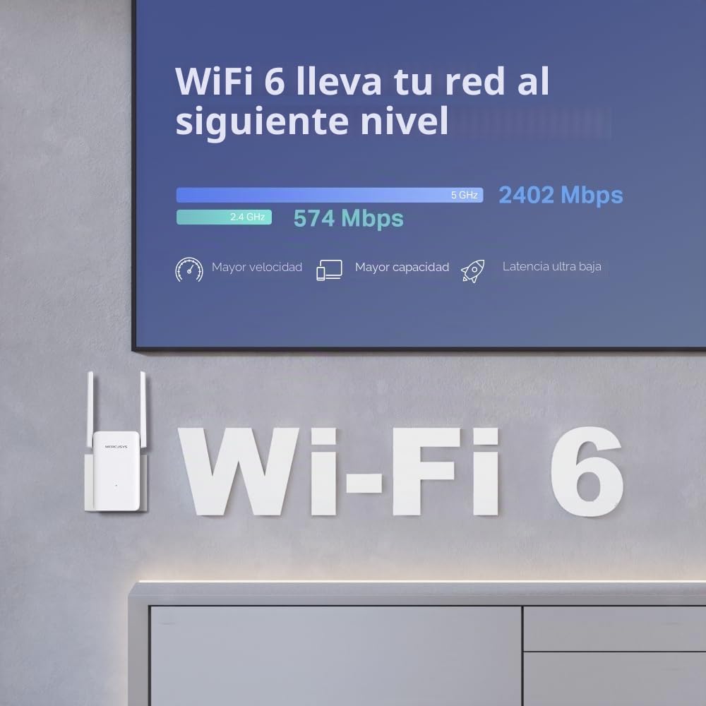 MERCUSYS ME80X – AX3000 Extensor de Red WiFi 6, Doble Banda, Modo Punto de Acceso, Puerto Gigabit, fácil configuración con App