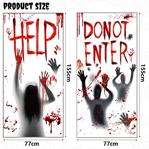 KITSHI Halloween Window Decorations 3 Pcs Large Halloween Decorations Scary Bloody Halloween Decorations for Window Halloween Party Decor, Black Red - Image 3