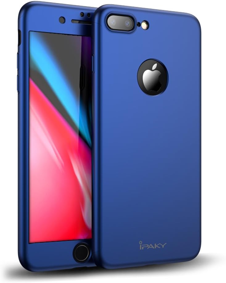 iPhone 7 Plus Case, Rebex & Ipaky All-Around Protective Cover [Non-Slip] Dual Layer Hard Case with Tempered Glass Screen Protector for iPhone 7 Plus (Blue)