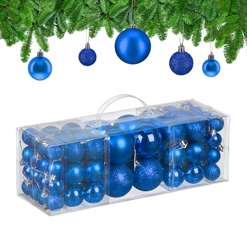 Relaxdays Weihnachtskugeln im 76er Set, Kunststoff, glitzernde, Matte,...