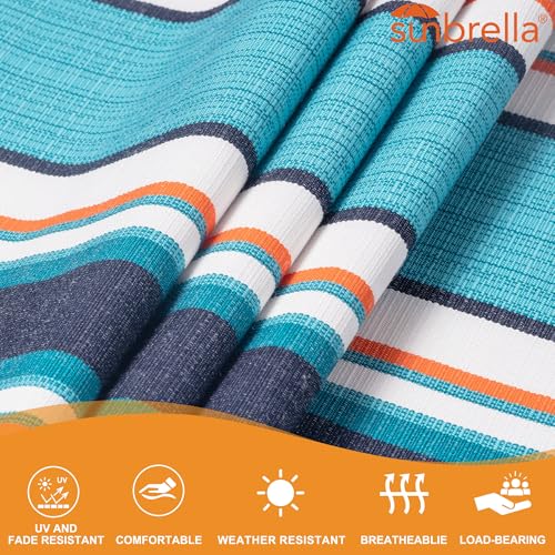 Image of Lazy Daze Hammocks 12 FT Sunbrella Fabric Quilted Hammock Double Sunbrella Quilted Hammock with Spreader Bars & Pillow, All Weather and Fade Resistant for Outdoor, 450 lbs Capacity, Token Surfside