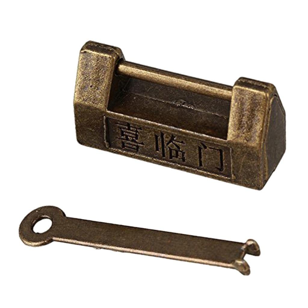 Retro Chinese Old Style Lock Lock Bronzy Vintage Antique Locks-picture-11
