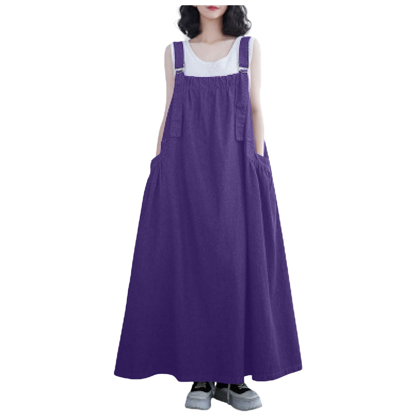 Generisch Vestido de mezclilla suelto para mujer de talla grande con falda larga de primavera con tela delgada
