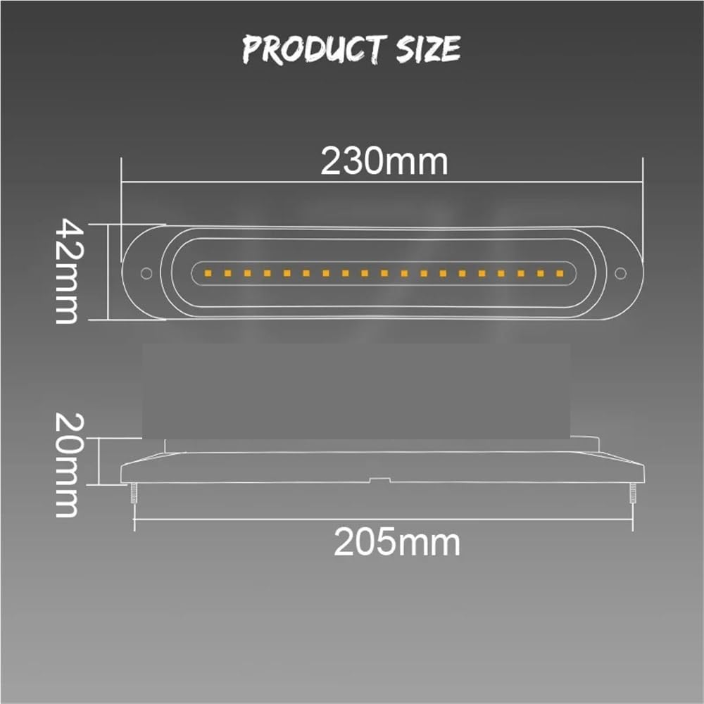 Faro Posteriore Stop Running Luce posteriore a LED 3 in 1 per moto, luce di stop, 68 indicatori direzione a, marcia rossa e ambra, 12 V 24 V: