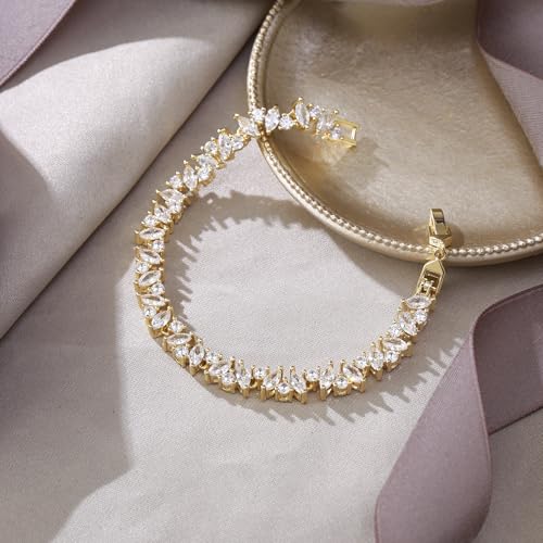 EVER FAITH Gorgeous Cubic Zirconia Wedding Tennis Bracelet for Bride Bridesmaid, Elegant Round Stone Bridal Lightweight Prom Accessories Jewelry for Women4