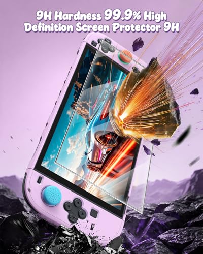 Image of Switch 2 Cover Case&Screen Protector, FYOUNG Dockable Shell for Nintendo 2 | Cute Case, Color‑Matched for Joycon 2 Light Purple Controller, 9H Tempered Glass, Hard Protective Case, Split Design