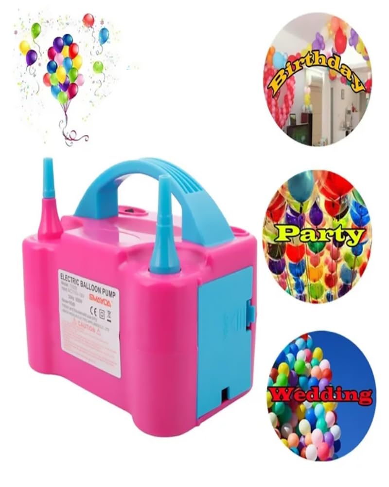 Air Balloon Garland Electric Pump and Tying Tool in One,Portable Automatic Dual Nozzle Blower Air Inflator Machine for Fast and Easy Bulk Balloons Filling Decoration Birthday Parties Baby