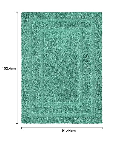 Image of Rectangular Box Shaggy Carpet for Living Room, Bedroom, High Low Design Finish Microfiber 1.8 Inch Pile High, 3x5 Feet Sky Blue|Sky Blue Color