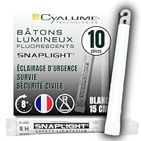 Cyalume SnapLight Knicklichter in weiß (10-er Pack) - 15 cm Glow Sticks mit Haken am Ende - ultra helle Light Sticks mit einer Leuchtdauer von 8 Stunden