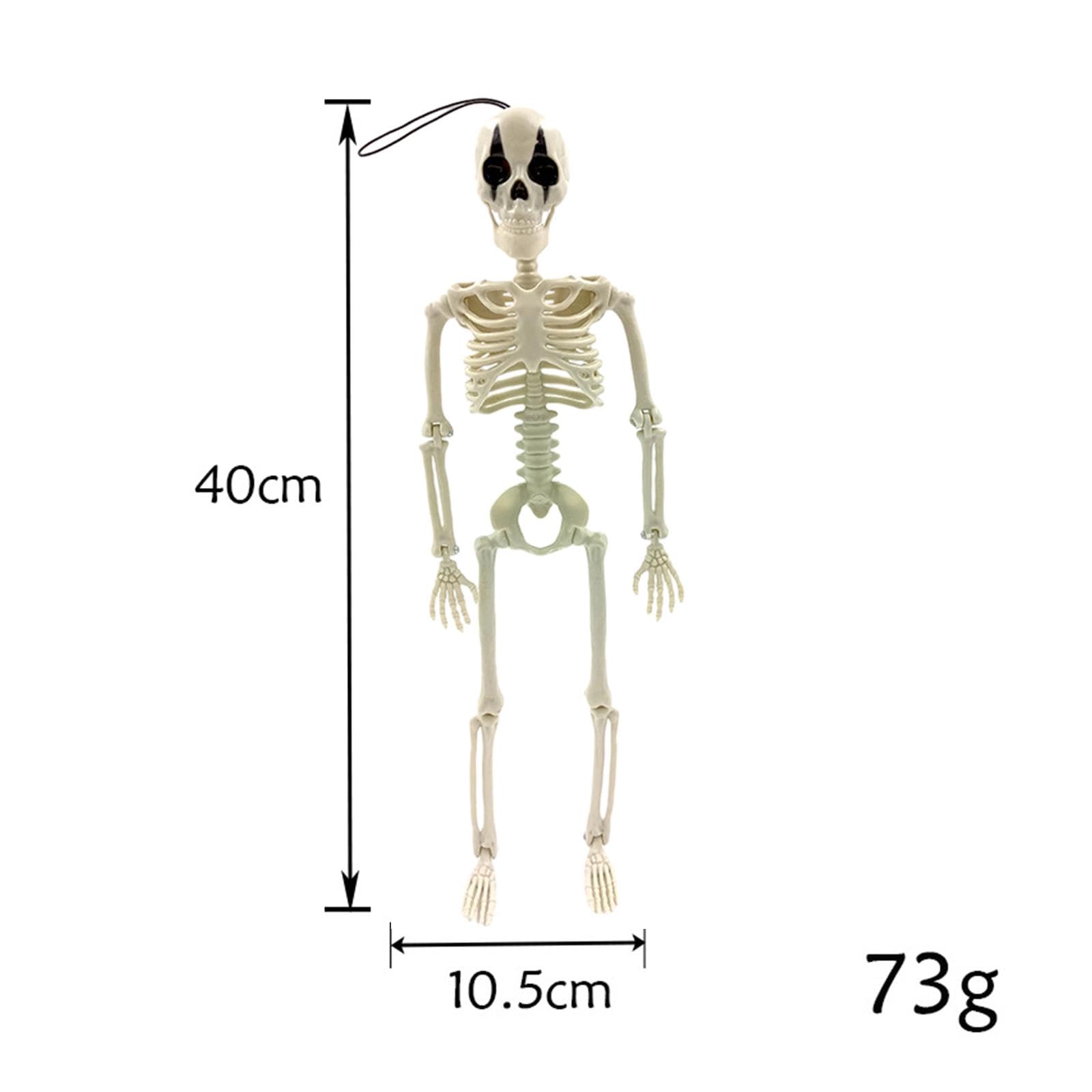 Ruchomy szkielet, wiszący szkielet na Halloween, wiszące ozdoby na imprezę, 40,6 cm, prezent na imprezę, dekoracja, realistyczny szkielet do wejścia, czerwony nos