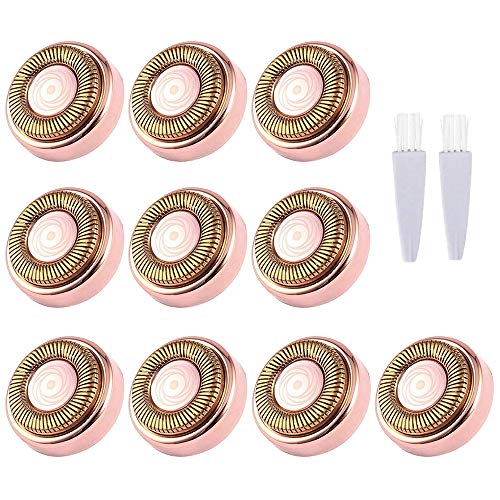 Facial Hair Remover Replacement Heads, Fit all Hair Remover Best and Soft Touch, As Seen On TV, 18K Gold-Plated Rose Gold, 10 Count,10 Travel case,2 brush
