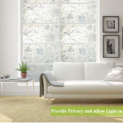 Tulip Decorative Window Film,No Glue Frosted Privacy Film,Stained Glass Door Film,Reflective Static Cling Heat Control Anti Uv Window Decoration For Home And Office,17.5 Inches By 78.7 Inches #TOP1