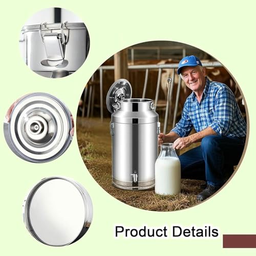 Seau à lait en acier inoxydable récipient liquide 5 L de transport agricole - 4