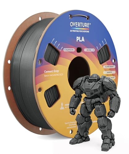 Image of OVERTURE High Speed PLA Filament 1.75mm, Neatly Wound 3D Printer Filament 1kg Spool (2.2lbs) Rapid PLA, Dimensional Accuracy + /- 0.02 mm, Fit Most FDM 3D Printers (Cement Grey)