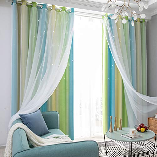 NOLITOY 2Pcs Celebrity Thermal Curtain Pink Nursery Decor Decorate Simple Nursery Room Curtains Star Shape Curtain Curtains Printing Shade Polyester Double Layer Sun Shade