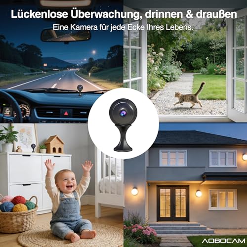 Mini Kamera, 4K HD WLAN Überwachungskamera Innen WiFi Kamera Live Übertragung Handy APP Für Micro Camera Indoor Mit Akku Kompakte Kleine Sicherheitskamera mit Bewegungsmelder/Nachtsich (2.4G&5G)