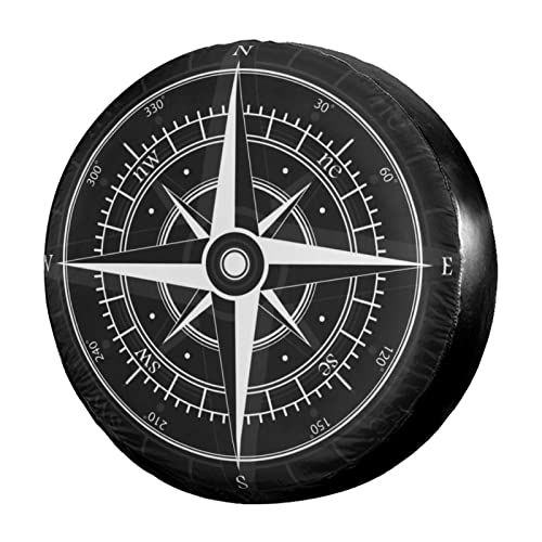 Image of Delerain Compass with Wind-Rose Spare Tire Covers for RV Trailer SUV Truck and Many Vehicle, Wheel Covers Sun Protector Waterproof (15 Inch for Diameter 27 inch-29 inch)