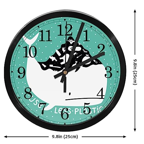 Horloge murale silencieuse à quartz baleine vert océan