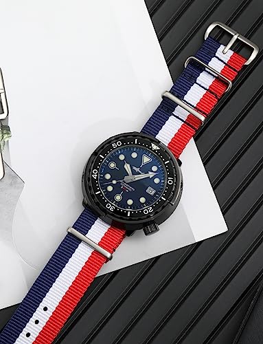 Image of TACTICAL FROG Nylon Watch Band 18mm 19 mm 20mm 22 mm 24 mm, Waterproof Military Watch Straps Replacement for Men Women, With Stainless Steel Buckle
