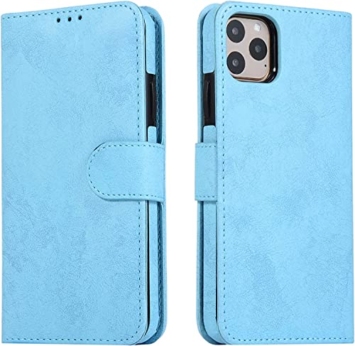 Protection portefeuille iPhone 13 Pro Max cuir bleu étui 2 en 1 magnétique porte-carte