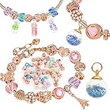 BENUAN - Juego de pulseras para niñas, diseño de cuentas de oro rosa, regalo para adolescentes, cumpleaños, Navidad, manualidades y manualidades