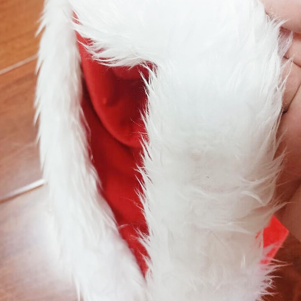 Christmas Hats Santa Hat Kids Adults Holiday Unisex Velvet Comfort Extra Thicken Fur Xmas Hat Women Men Boys Girls - Image 5
