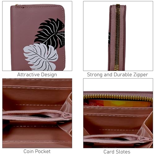 Image of Valerie Women's Purple Floral RFID Protected Bi-Fold Wallet with Coin Pocket, 4 Card Slots, Genuine Leather, 5x5x5cm