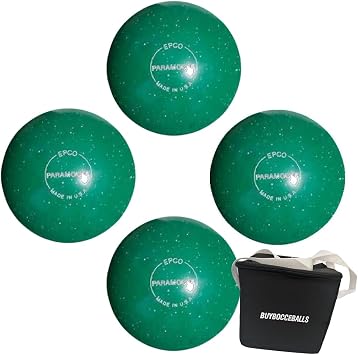BuyBocceBalls - EPCO Candlepin Bowling Balls with Black Bag - Paramount Speckled - Green 4 1/2 inch- 2lbs. 6oz. - 4 Balls - Made in USA