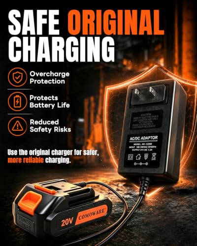 Image of COMOWARE 20V Fast Charger, 30W Official Charger Adapter for COMOWARE 20V Cordless Drill Battery, Rapid Charging Tool Accessories