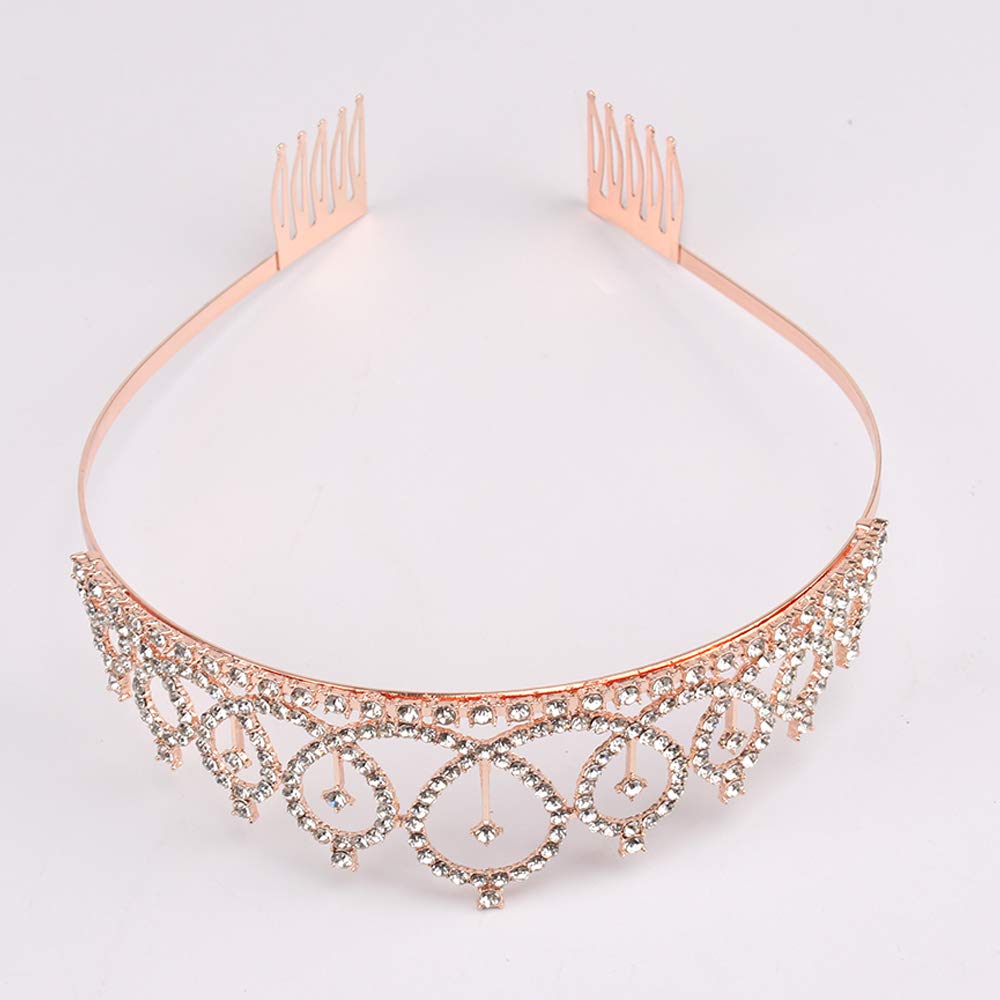 HCRXVV Lot de 25 couronnes d'anniversaire pour enterrement de vie de jeune fille - Décoration d'anniversaire - Couronne en cristal - Or rose - Cadeau