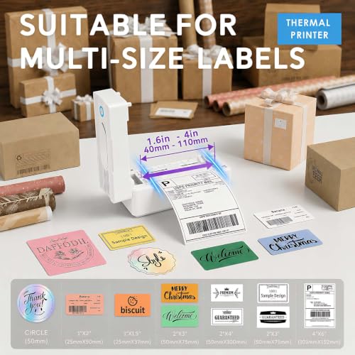 Image of Forc Bluetooth Thermal Shipping Label Printer, 4x6, White | Wireless, Compatible with Android, iPhone, Windows & Mac, For Small Business, Works with Amazon, Etsy, USPS