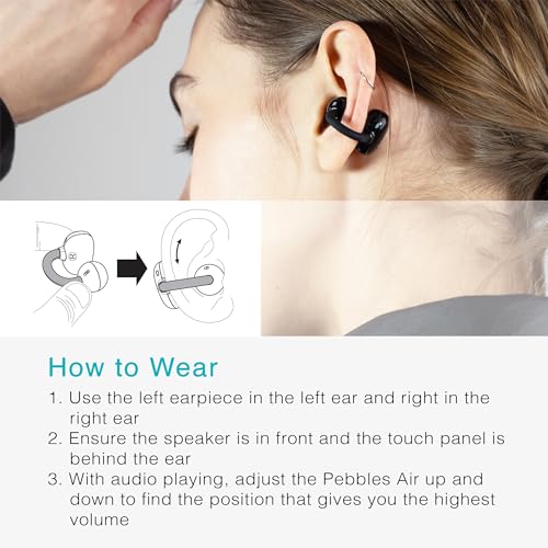 Image of MEE audio Pebbles Air Open Ear True Wireless Earbuds - Bluetooth 5.3 Lightweight Earclip Headphones with Headset Microphone & Call Noise Reduction for Gym /Workouts /Sports and Gaming (Onyx /Black)