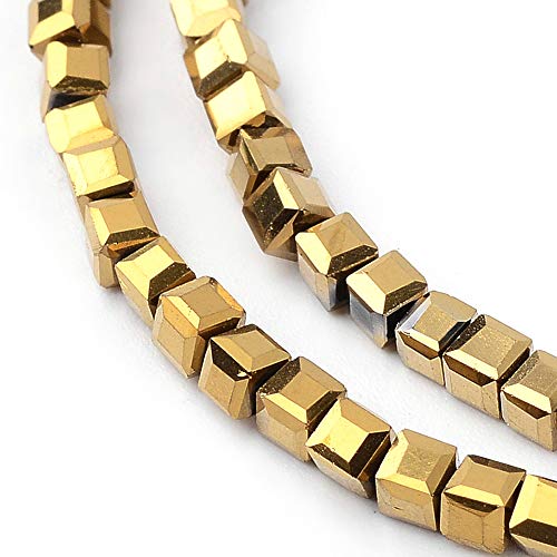 Perlin 50 x Glass Beads Crystal Beads 2 x 2 mm Cube Bohemian Czech Gold, Gold,Silver,White, 2 mm x 2 mm x 2 mm