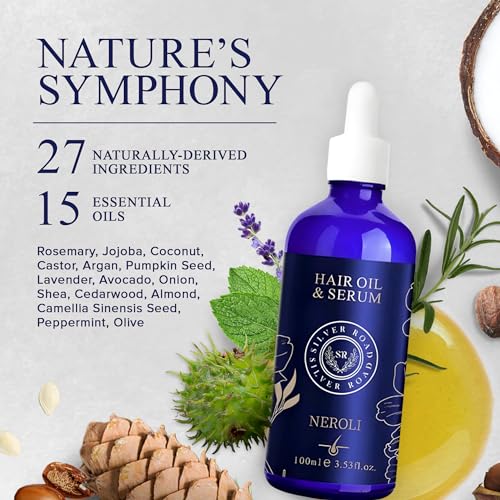 Silver Road - Neroli Hair Oil & Serum, 27 Naturally Derived Ingredients for Unisex Hair Growth, Hair Thickening, Hair Styling & Much More, 100 ml - Image 5