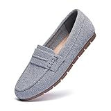 Cvistpieo Loafers for Women Comfortable Dressy Casual Work Flats Lightweight & Breathable Slip On Walking Shoes Knit Gray Size 8.5