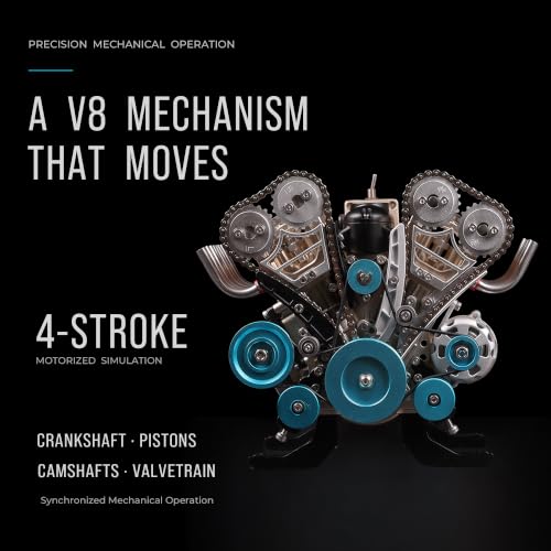 Image of TECHING Metal V8 Engine Model Kit that Works