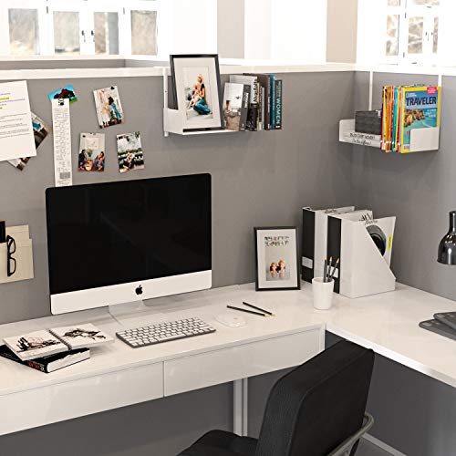 Wallniture Bali Cubicle Organizer, Metal Bookshelf With Buro Hanger Cubicle Hooks, White #TOP1