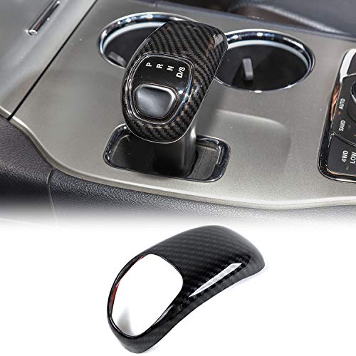 CheroCar Gear Shift Knob Cover Stick Shifter Cap Cover Frame for 2014-2015 Jeep Grand Cherokee, for 2012-2014 Chrysler 300C, Interior Accessories, Carbon Fiber Grain, 1PC