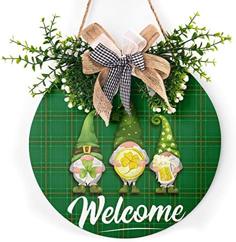 St Patricks Day Front Door Decorations,St Patrick's Day Welcome Wooden Sign Round Wood Hanging Door Sign Decoration for St Patrick's Day Front Door Wall Rustic Farmhouse Porch Decor 12 x 12 Inch 12