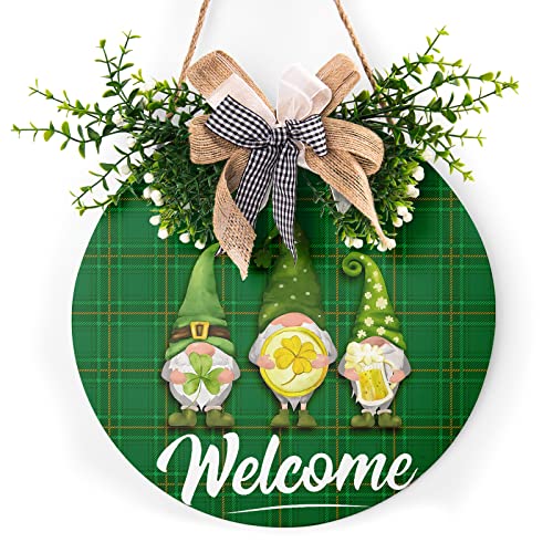 St Patricks Day Front Door Decorations,St Patrick's Day Welcome Wooden Sign Round Wood Hanging Door Sign Decoration For St Patrick's Day Front Door Wall Rustic Farmhouse Porch Decor 12 X 12 Inch 12 #TOP3