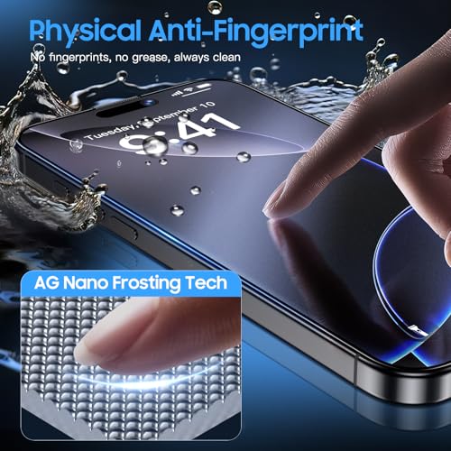 Image of Uyiton for iPhone 16 Pro Max Matte Screen Protector - Anti-Fingerprint Shatterproof Full Coverage Smooth as Silk 9H Tempered Glass Screen Cover, 2 Pack