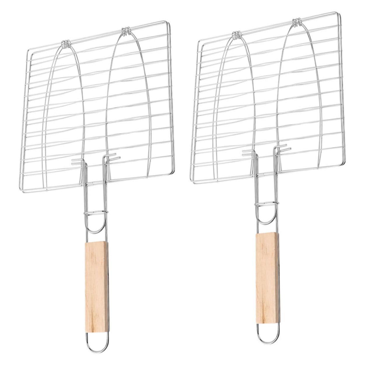 Panier grill pour barbecue avec poignée isolante lot de 2 pièces pour poisson et viande
