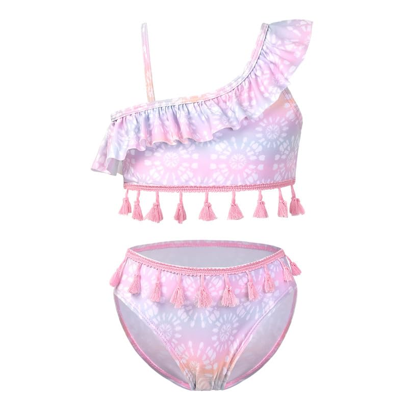 Jxstar Girls Bathing Suits One Shoulder Tie Dye Swimsuits Kids Bikini Beach Clothes Size 8 9