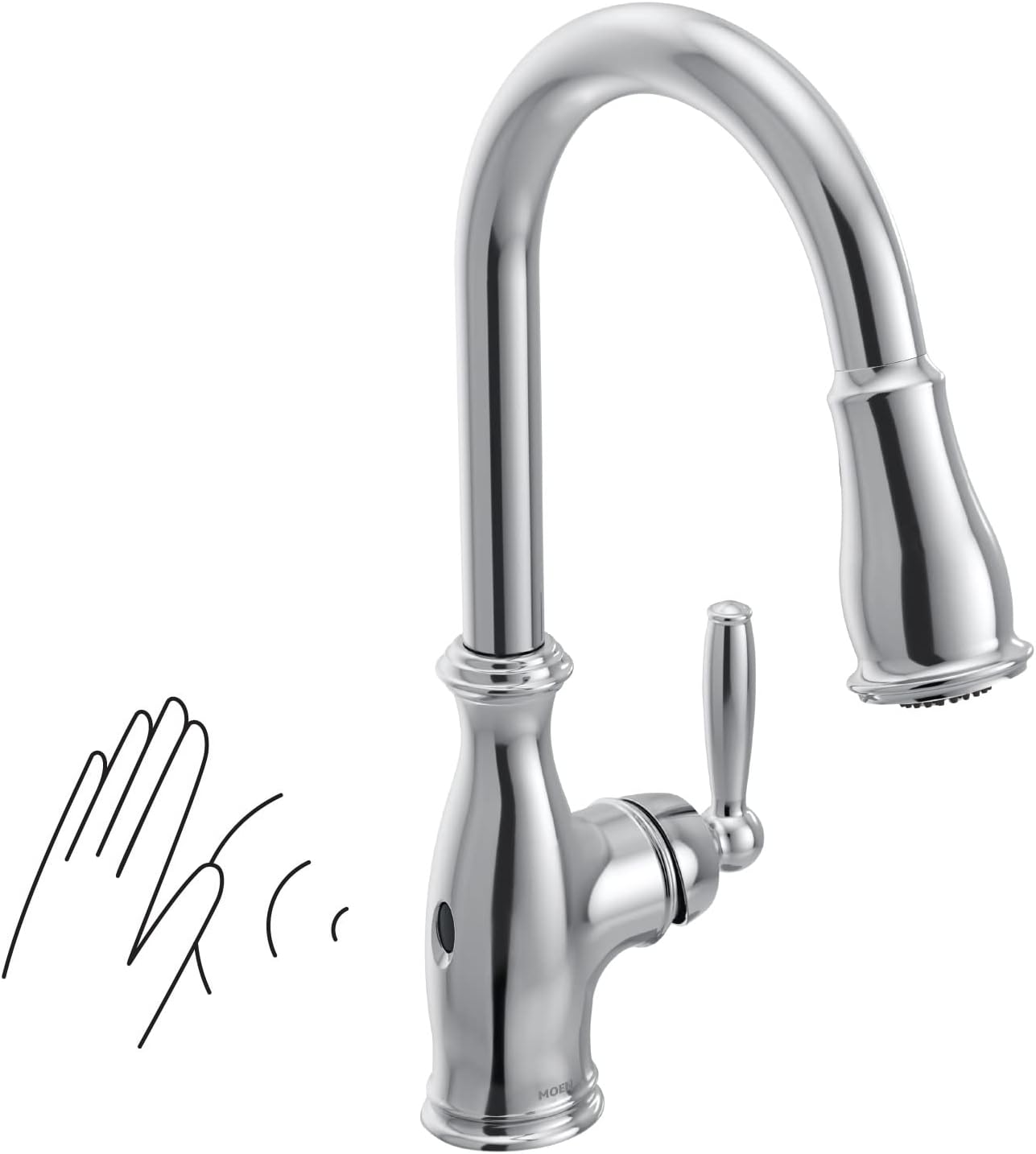 Brantford Motionsense Wave Touchless One-Handle Pulldown Kitchen Faucet Featuring Reflex, Chrome (7185EWC)