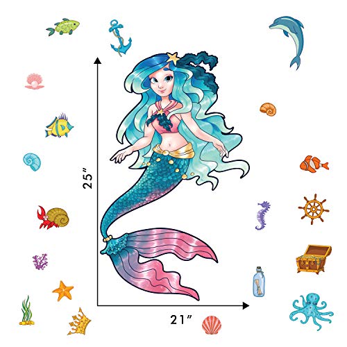 Wall Palz Mermaid Wall Decals - Mermaid Room Decor With 3D Augmented Reality Interaction - 27" Mermaid Wall Decor #TOP5