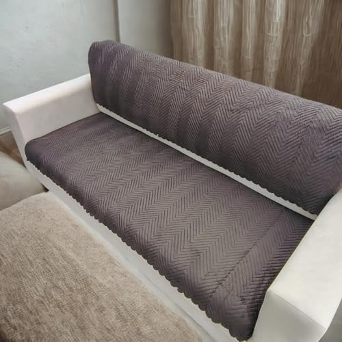 Image of Homerz Premium Velvet Sofa Cover Panel | Soft & Velvety Fabric | Rich Vibrant Colours | Sofa Protector for Living Room (Brown, 5 (3+2) Seater, Seat Cover with Backrest)
