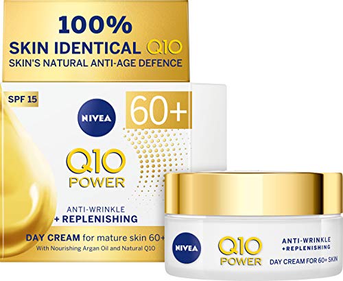 NIVEA Q10 Power 60+ Skin Anti-Wrinkle + Replenishing Day Cream (50 ml), Powerful Anti Ageing Cream, Day Face Cream with SPF15 & Q10 Power 60 + Skin Anti-Wrinkle + Replenishing Night Cream (50 ml) - Image 3